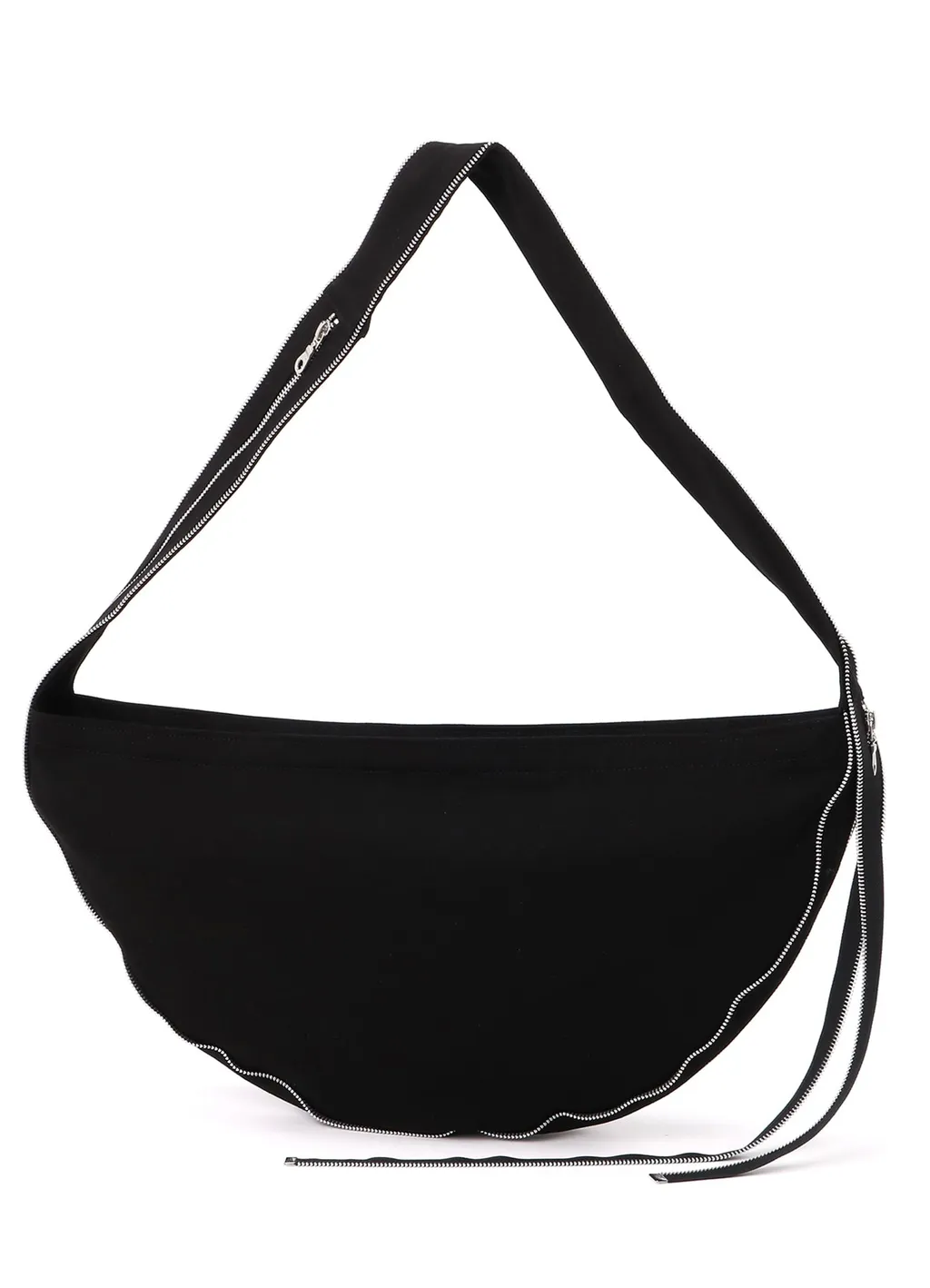 Black Denim Round Zip Bag