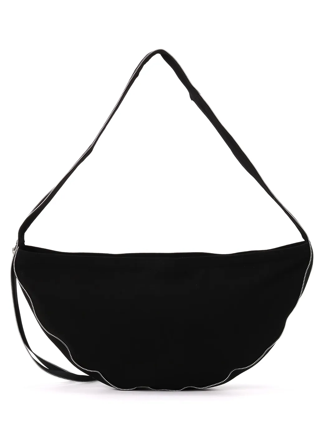 Black Denim Round Zip Bag