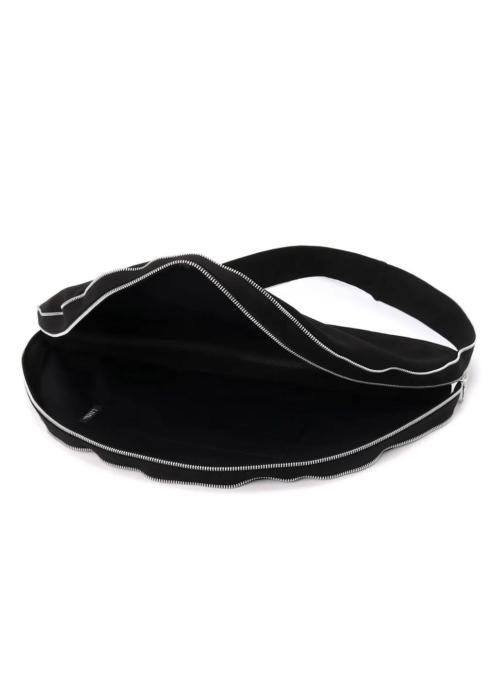 Black Denim Round Zip Bag