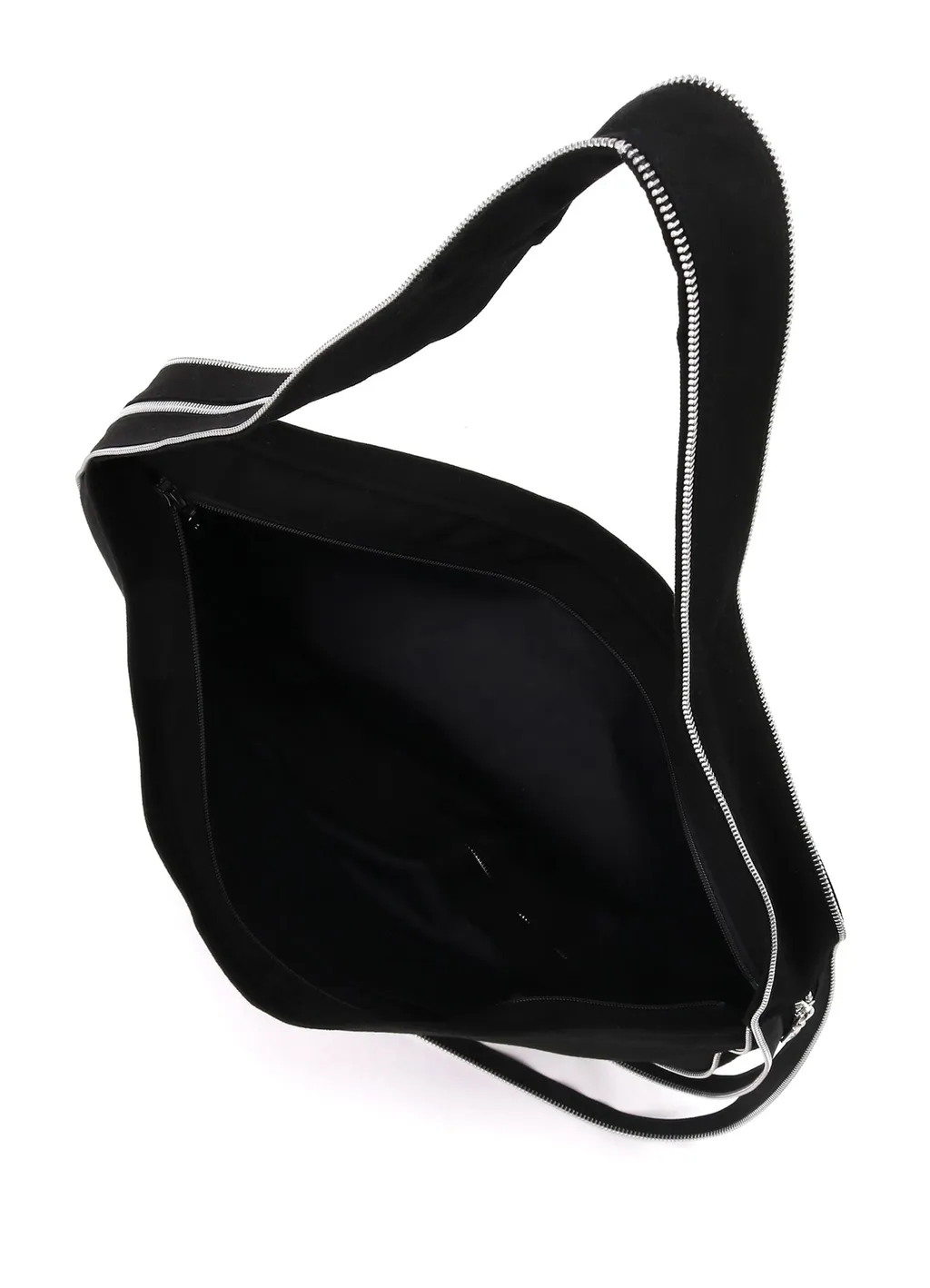 Black Denim Round Zip Bag