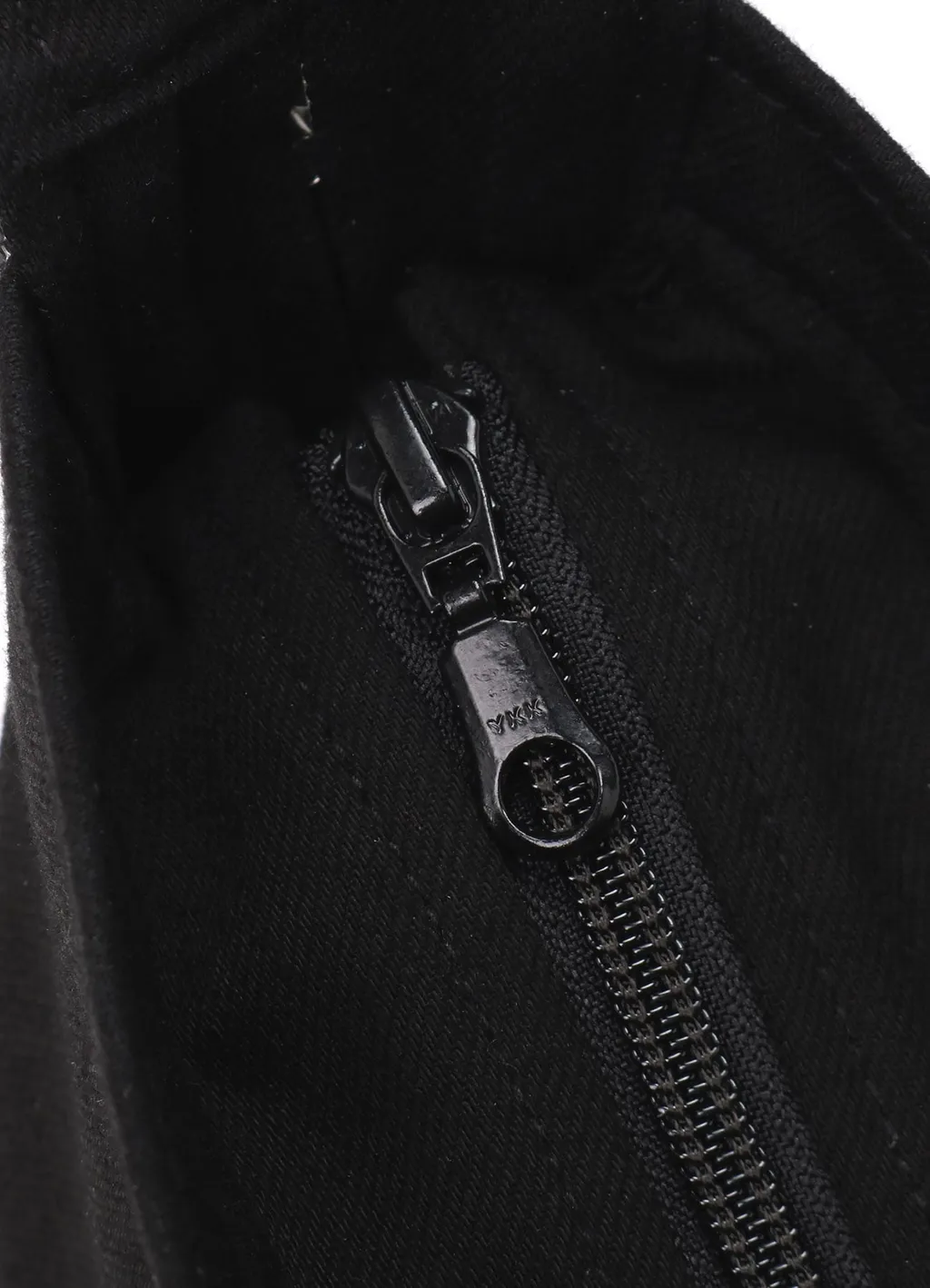 Black Denim Round Zip Bag