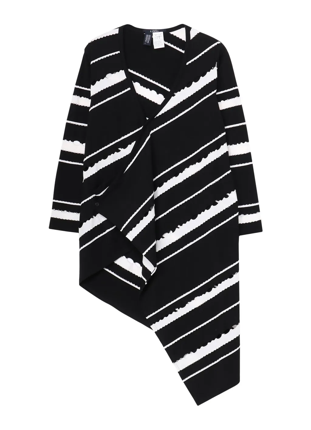 Holed Border Pattern Square Hem Cardigan
