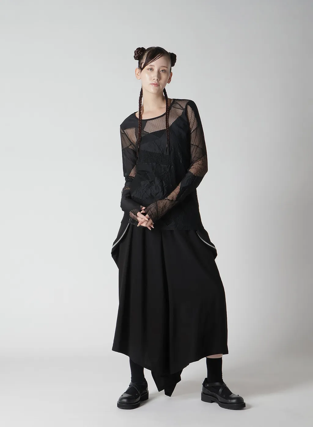 Geometric Net Slim Long Sleeve T-Shirt