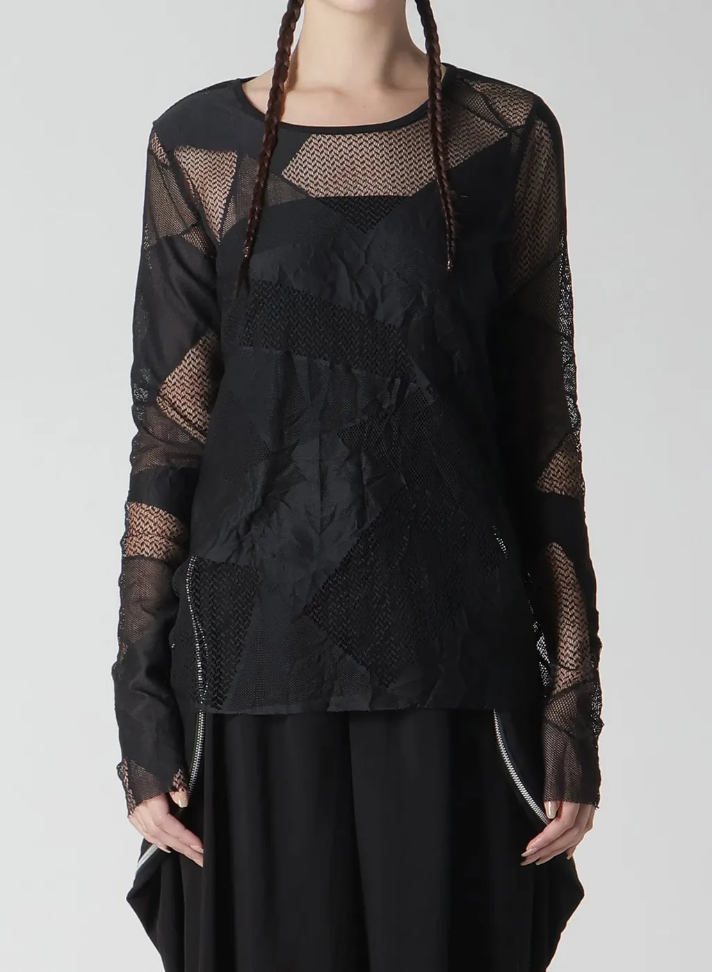 Geometric Net Slim Long Sleeve T-Shirt