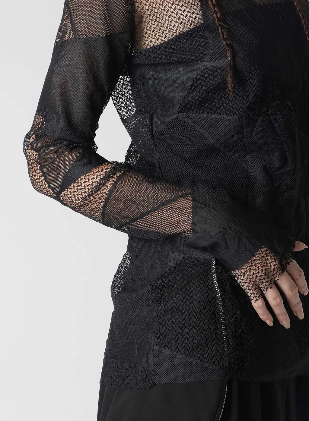 Geometric Net Slim Long Sleeve T-Shirt