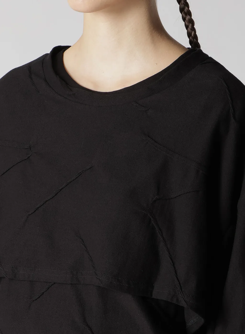 Tuck Jacquard Layered Separate Long Sleeve T-Shirt