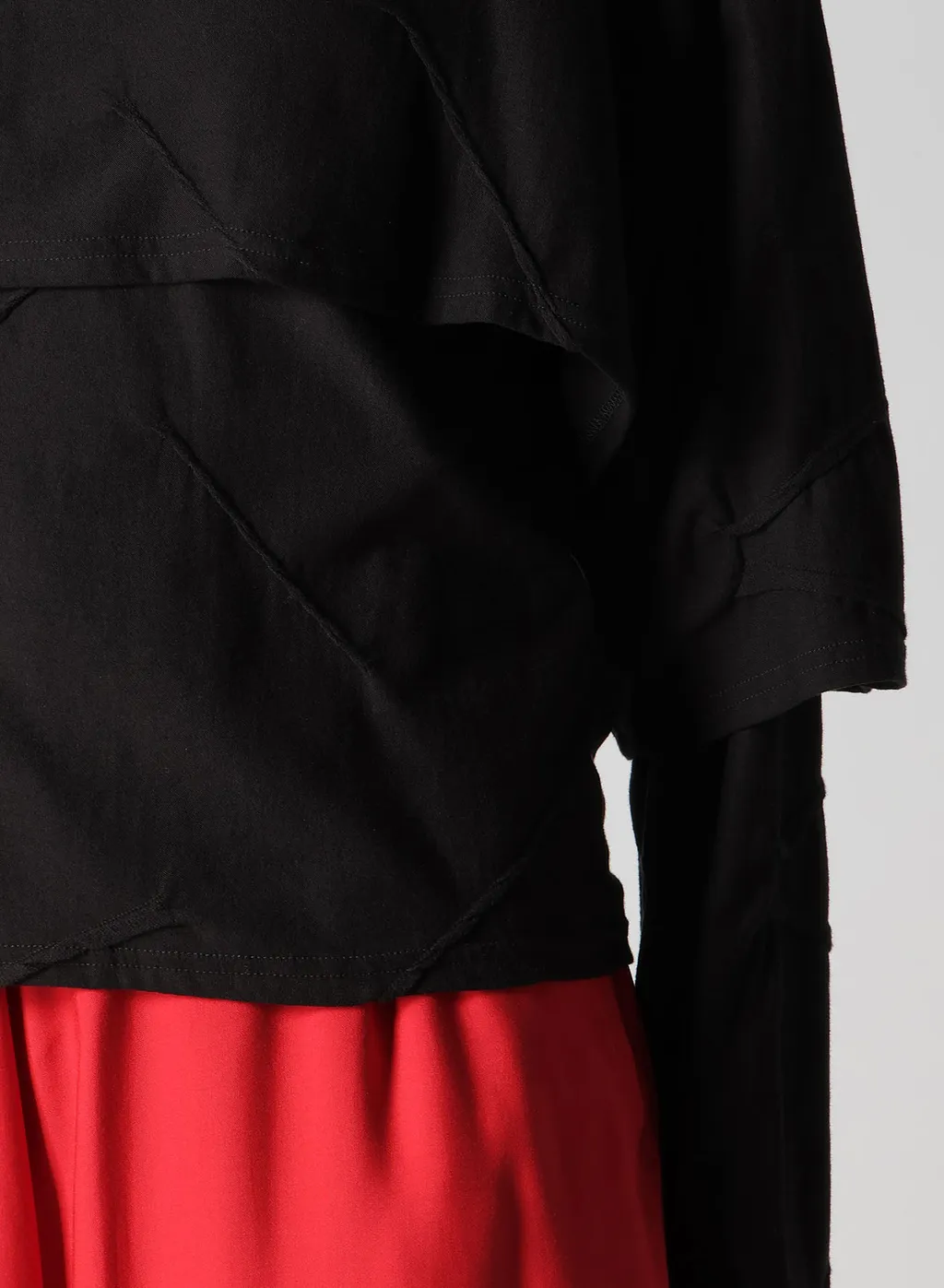 Tuck Jacquard Layered Separate Long Sleeve T-Shirt