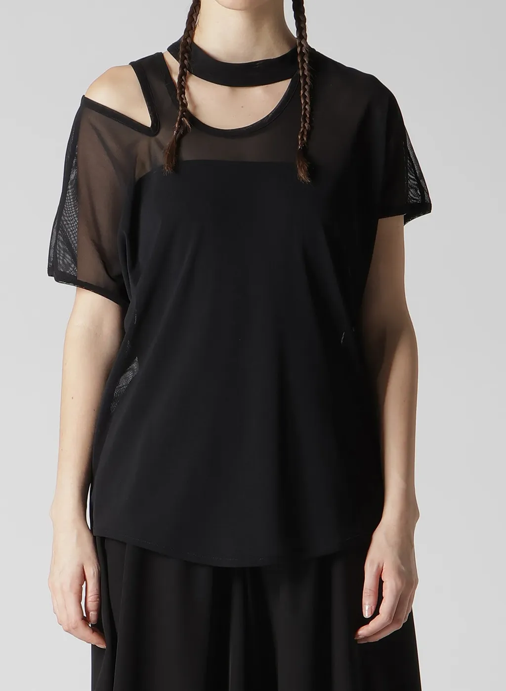 Tulle Slit French Sleeve T-Shirt