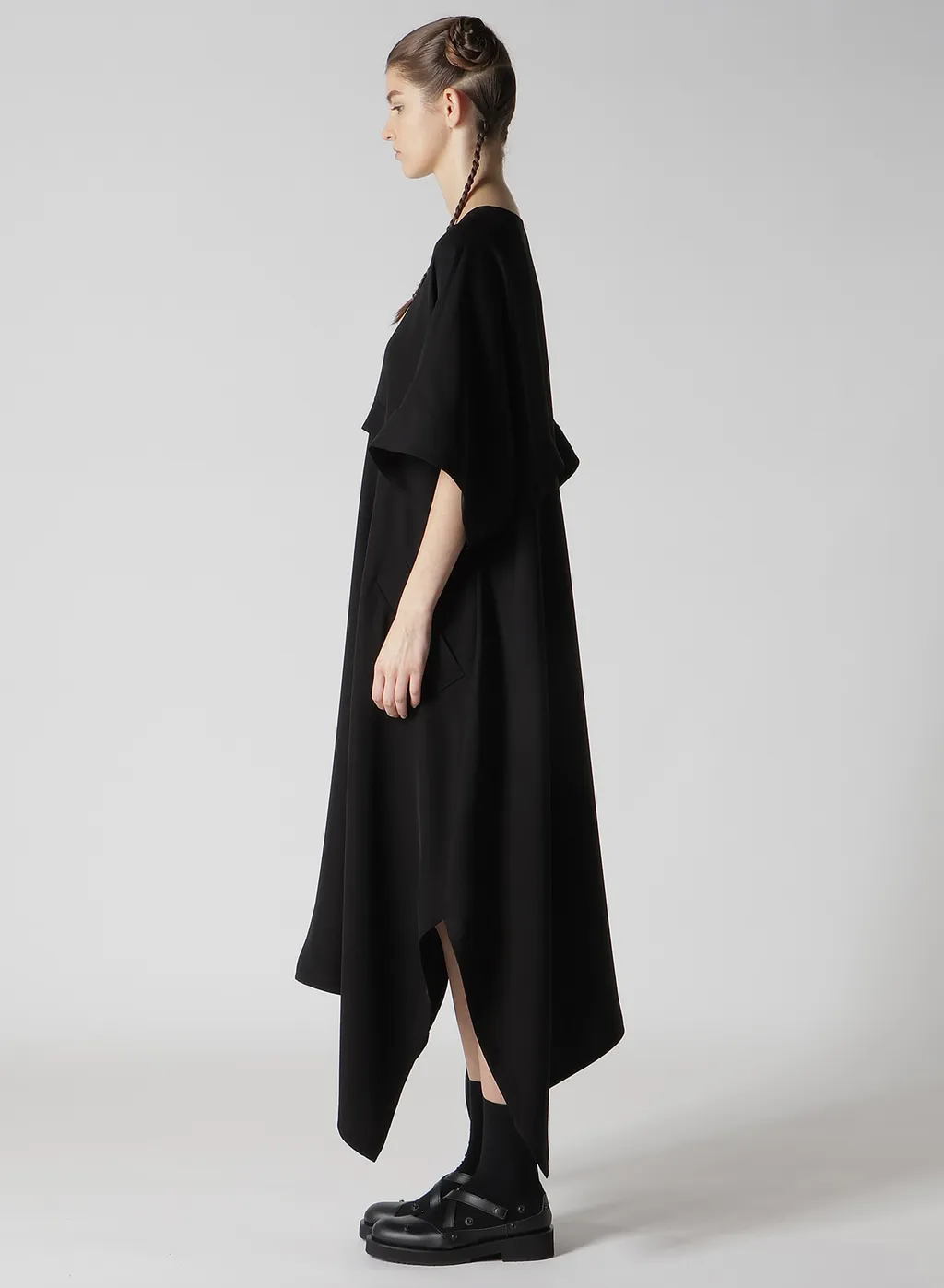 Double Satin V-Neck Flare Dress