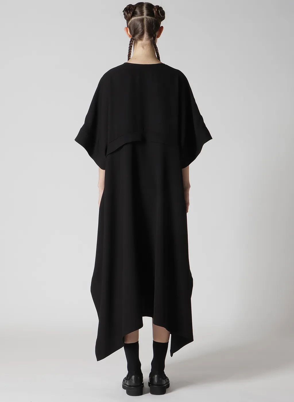 Double Satin V-Neck Flare Dress