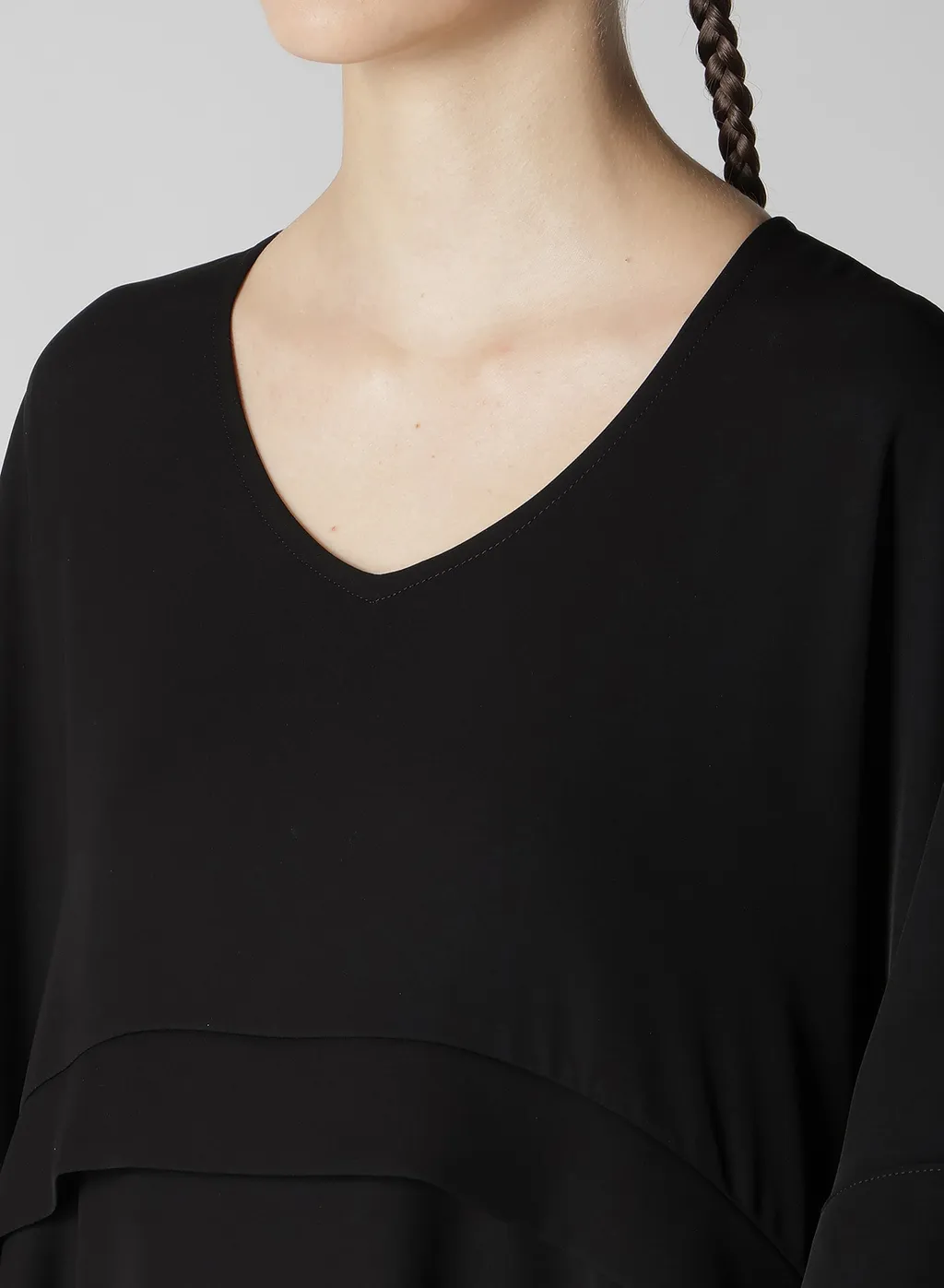 Double Satin V-Neck Flare Dress