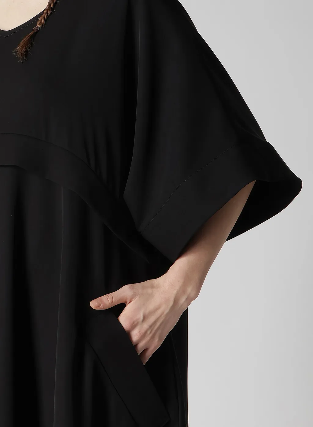 Double Satin V-Neck Flare Dress