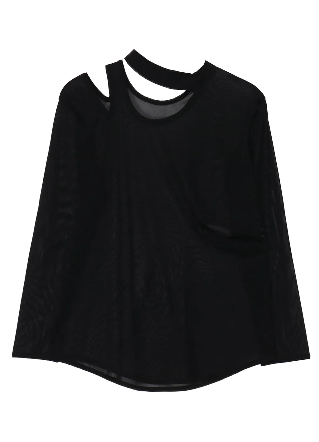 Tulle Slit Long Sleeve T-Shirt