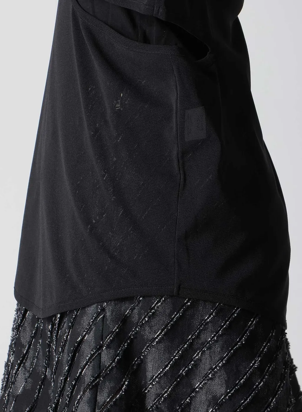 Tulle Slit Long Sleeve T-Shirt