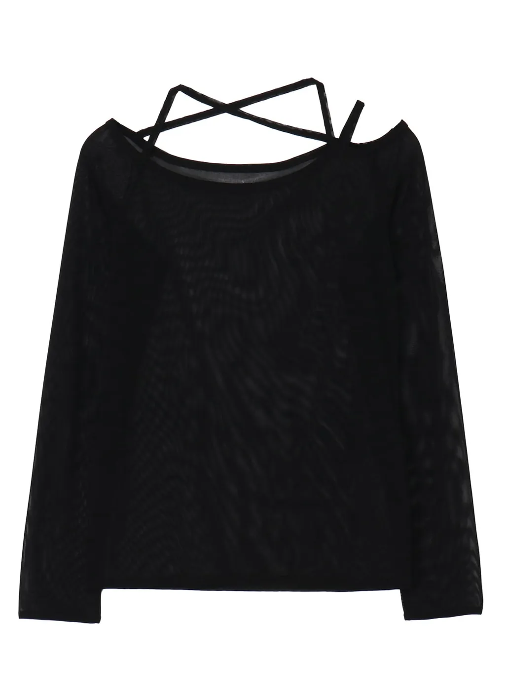Tulle String Detail Long Sleeve T-Shirt