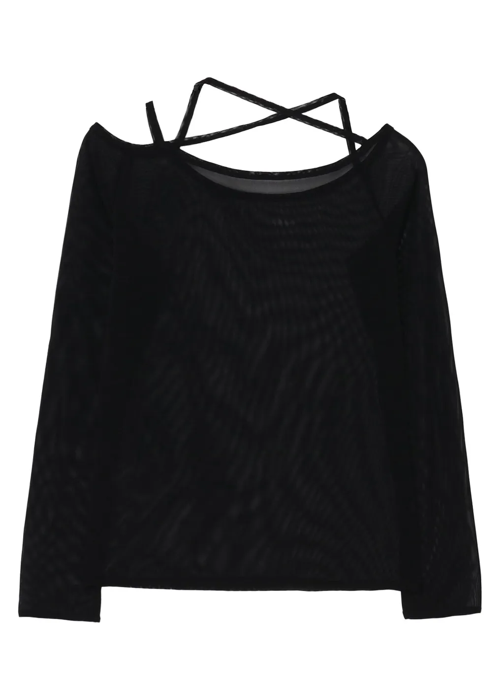 Tulle String Detail Long Sleeve T-Shirt