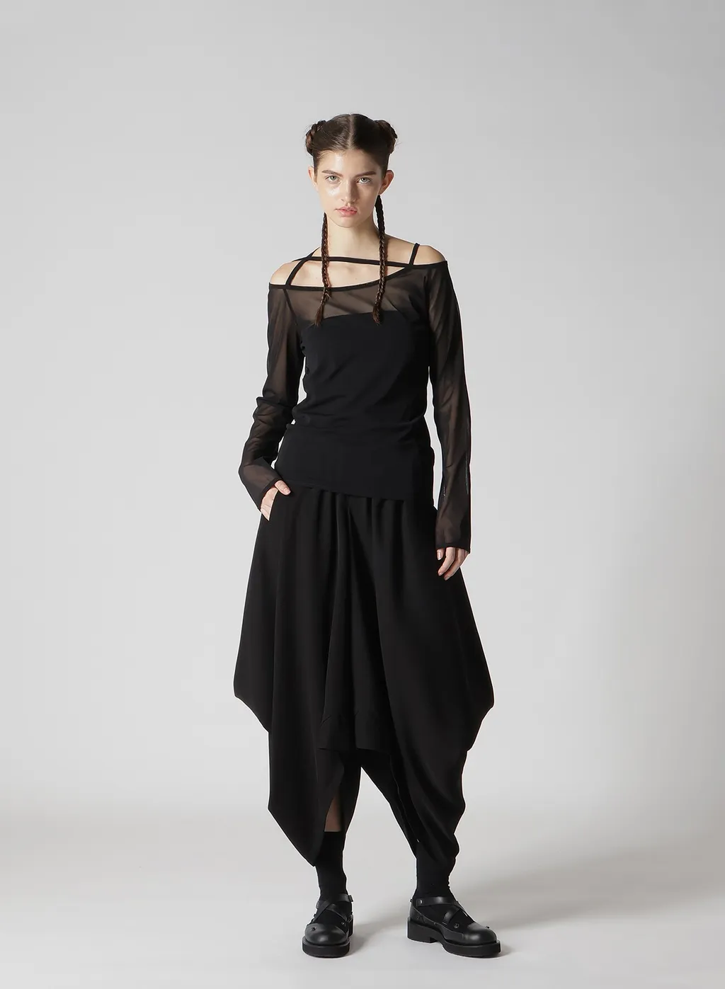 Tulle String Detail Long Sleeve T-Shirt