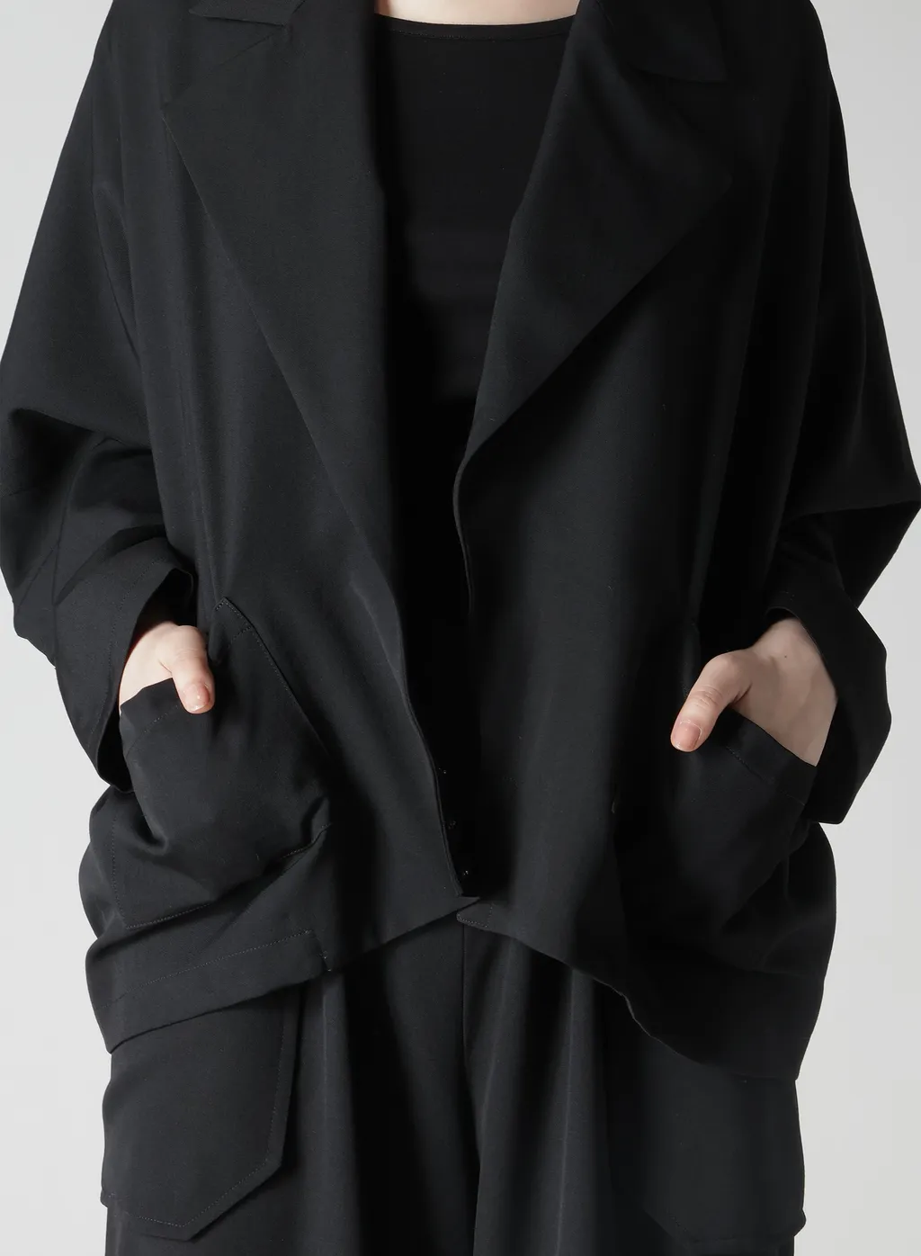 Wool Gabardine Elbow Patch Short Jacket