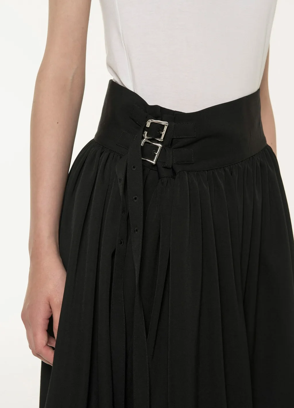 Standard Wool Gabardine Long Gathered Skirt