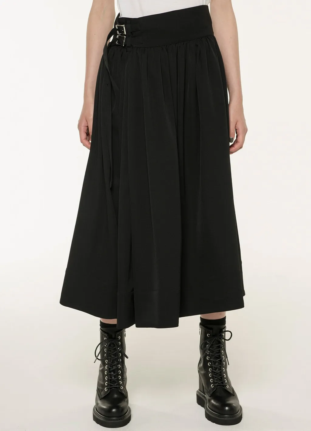 Standard Wool Gabardine Long Gathered Skirt