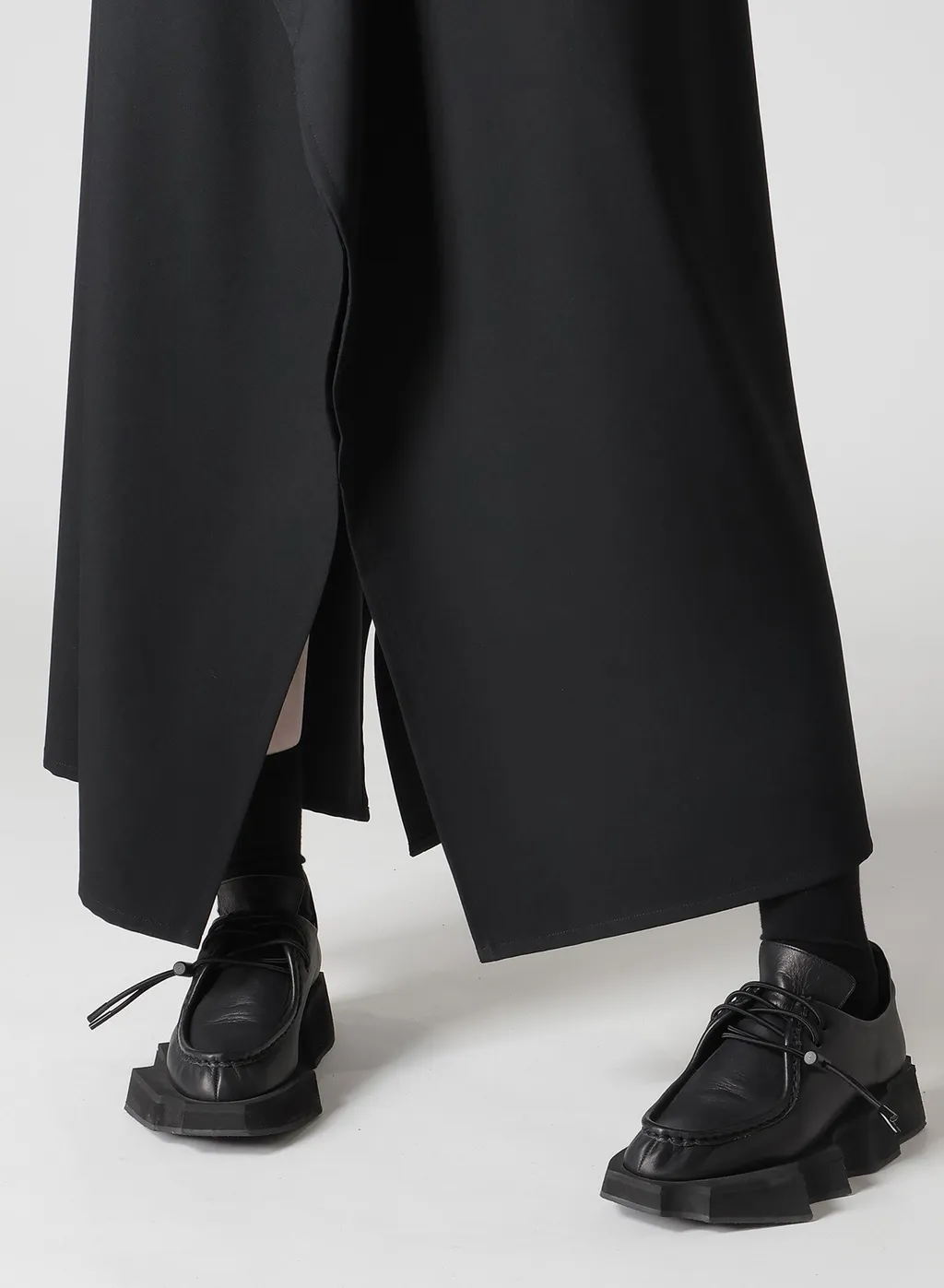 Wool Gabardine Squared Suspender Skirt