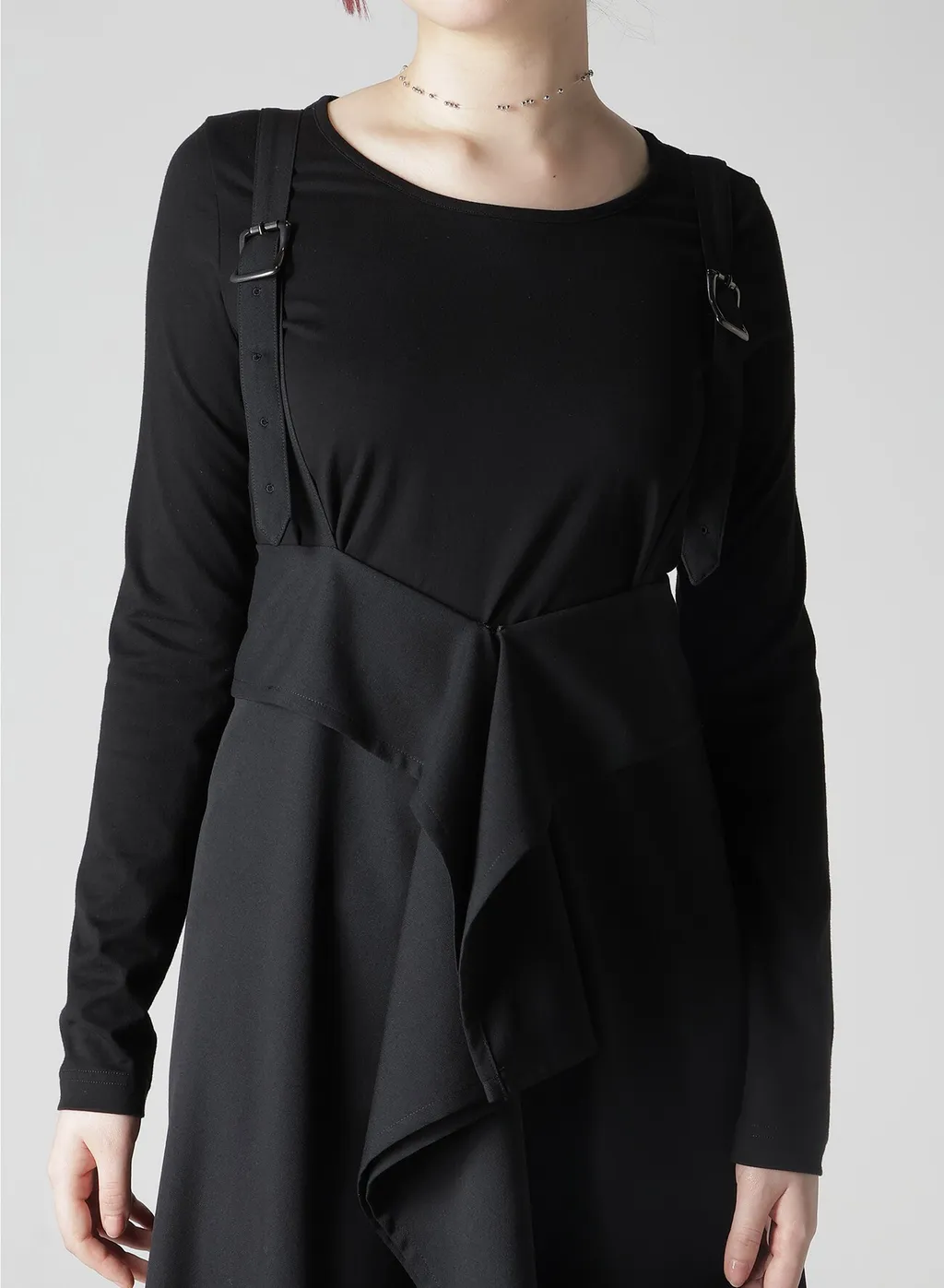 Wool Gabardine Squared Suspender Skirt