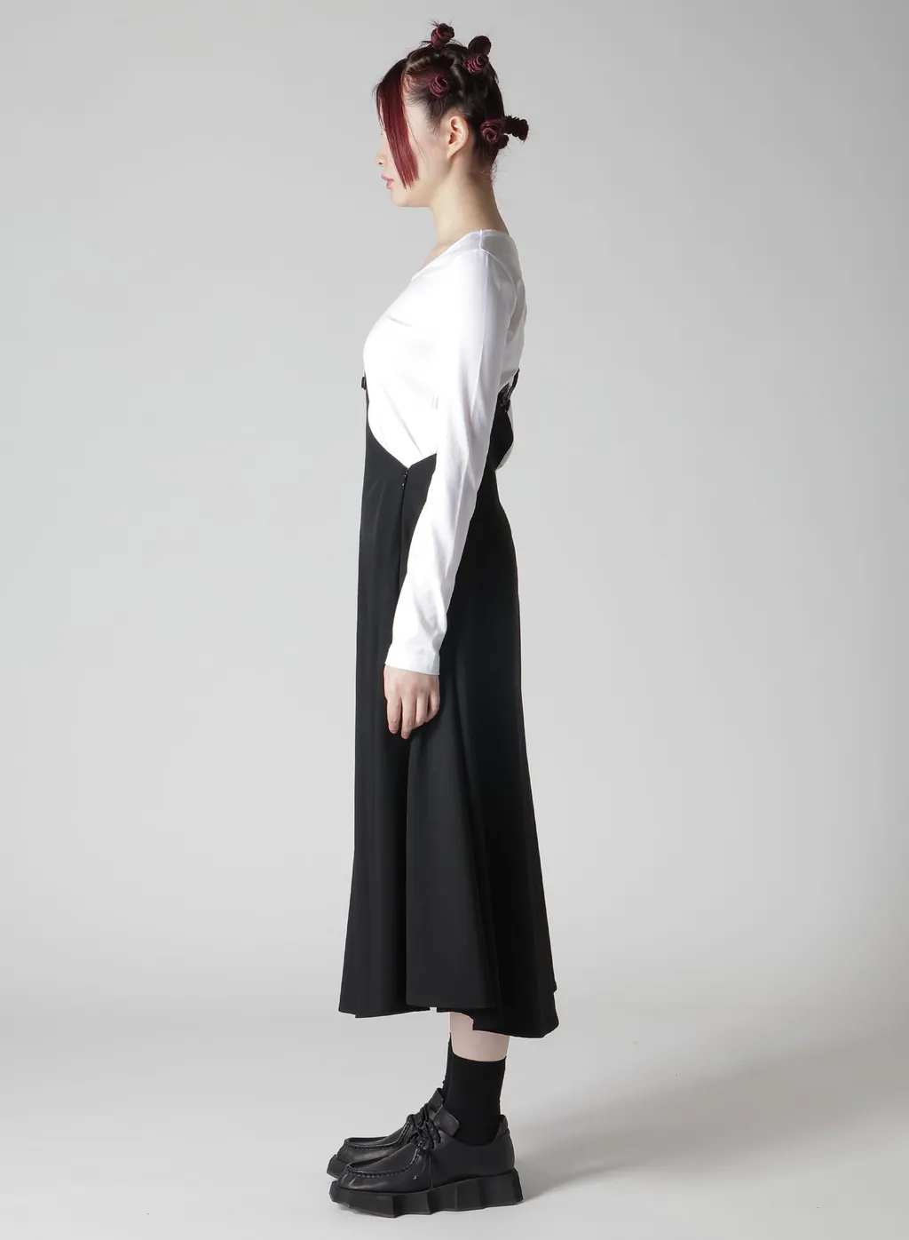 Wool Gabardine Shoulder Strap Skirt