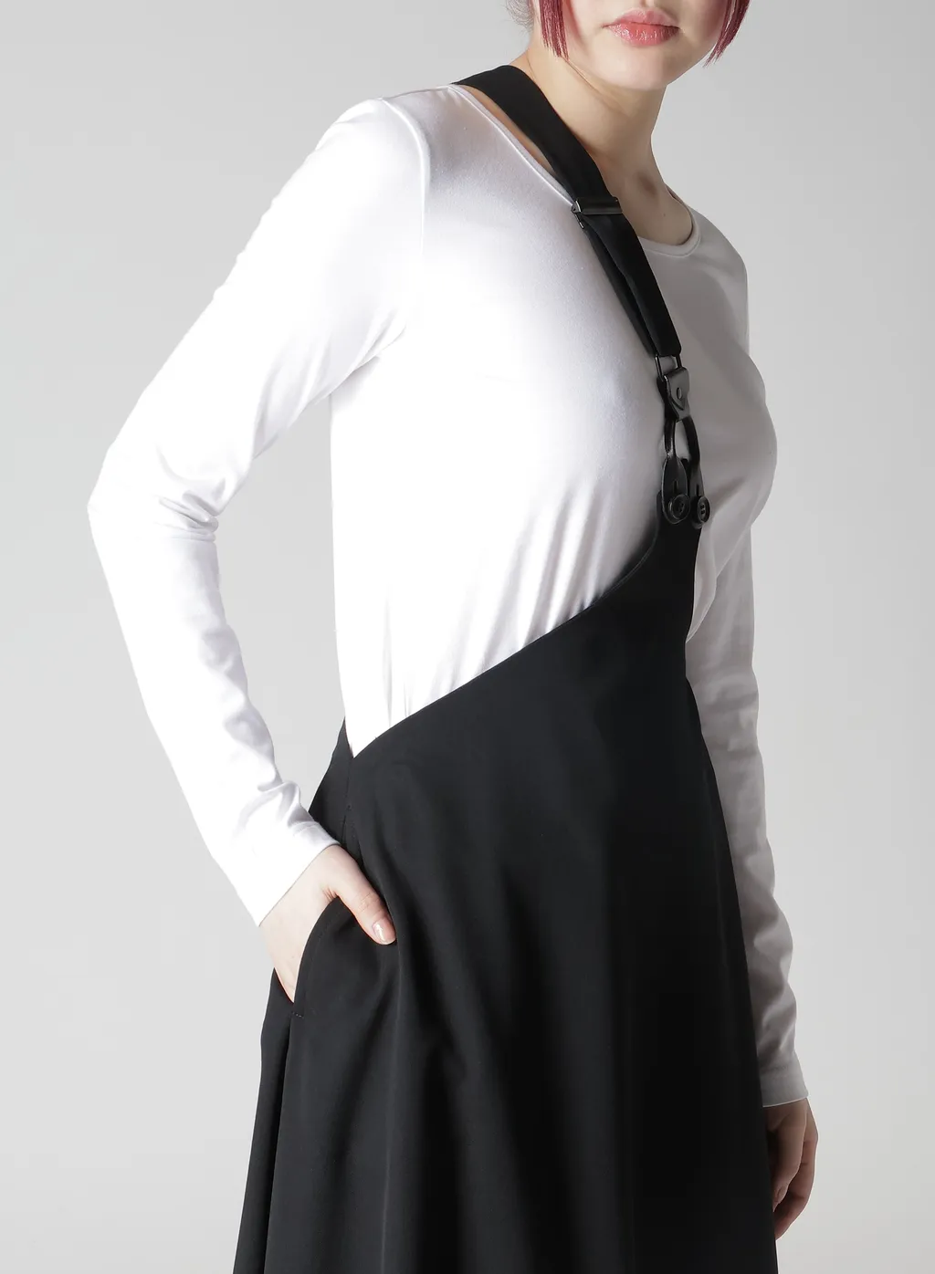 Wool Gabardine Shoulder Strap Skirt