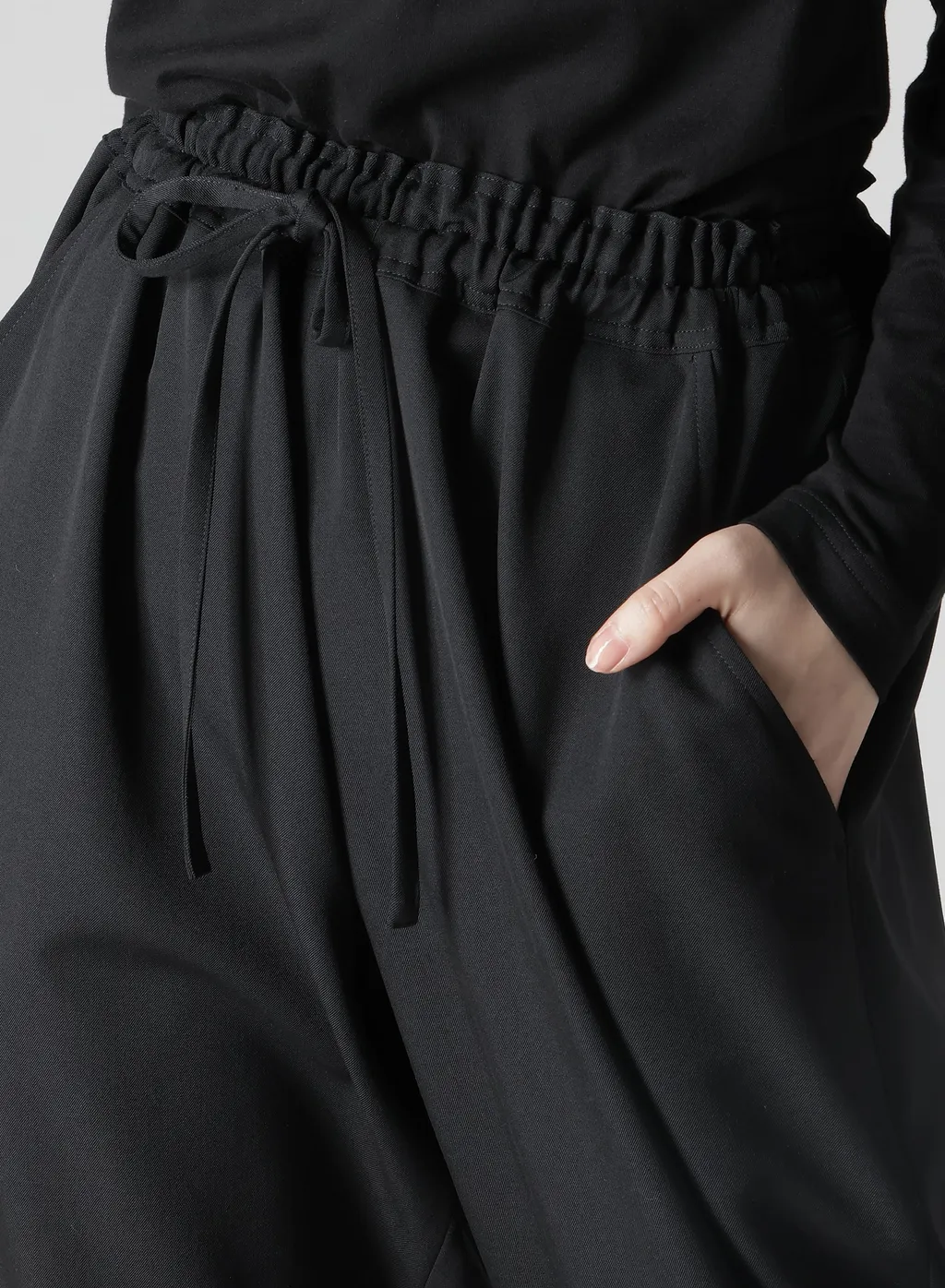 Wool Gabardine Elastic Waist Pants