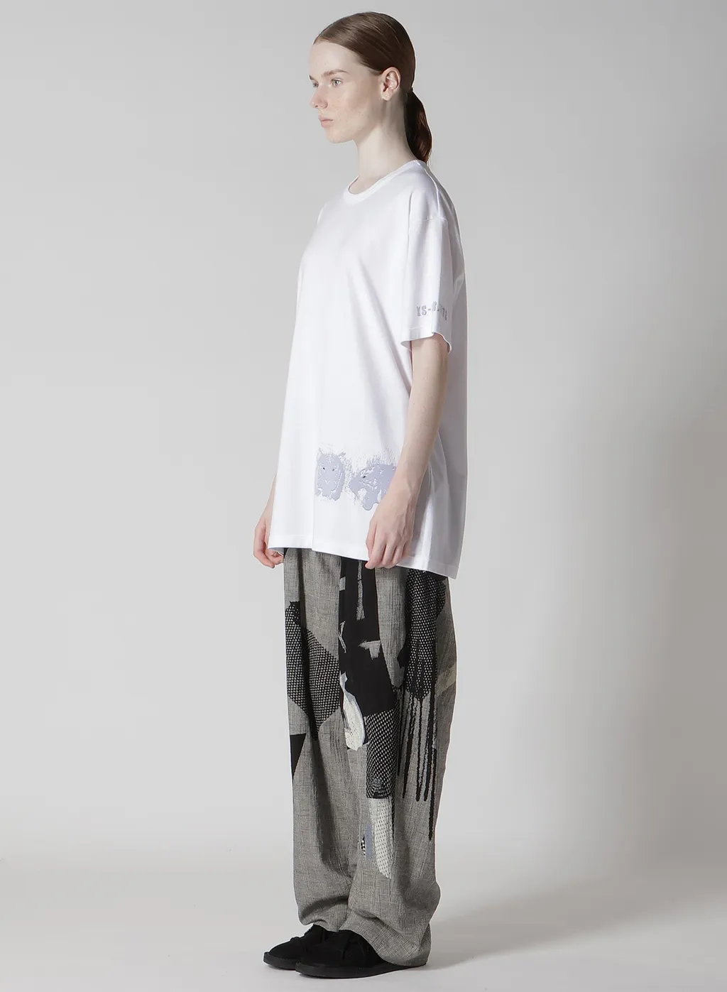 Animal Flocked Print Round Neck Short Sleeve T
