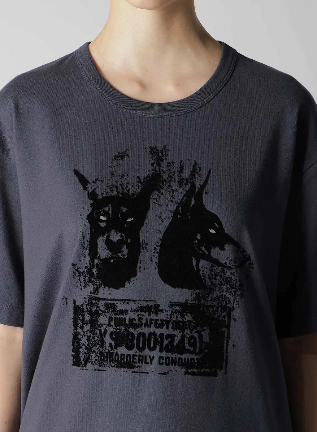 Animal Flocked Print Round Neck Short Sleeve T