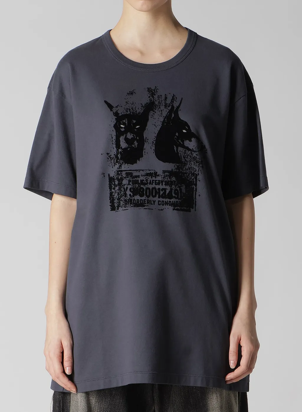 Animal Flocked Print Round Neck Short Sleeve T