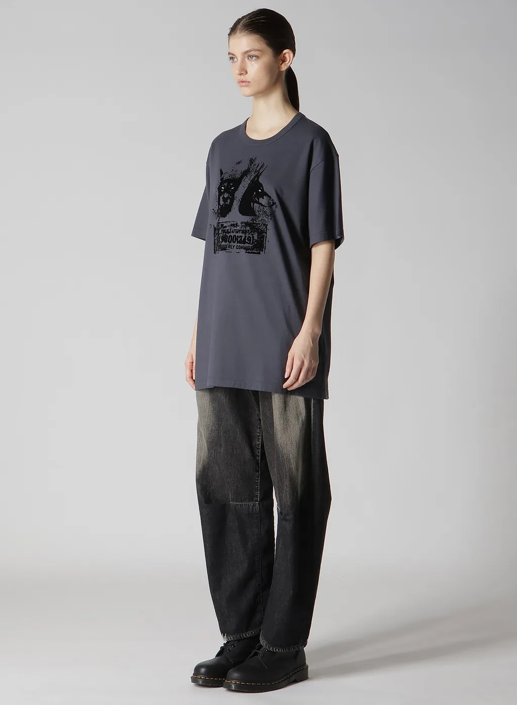 Animal Flocked Print Round Neck Short Sleeve T