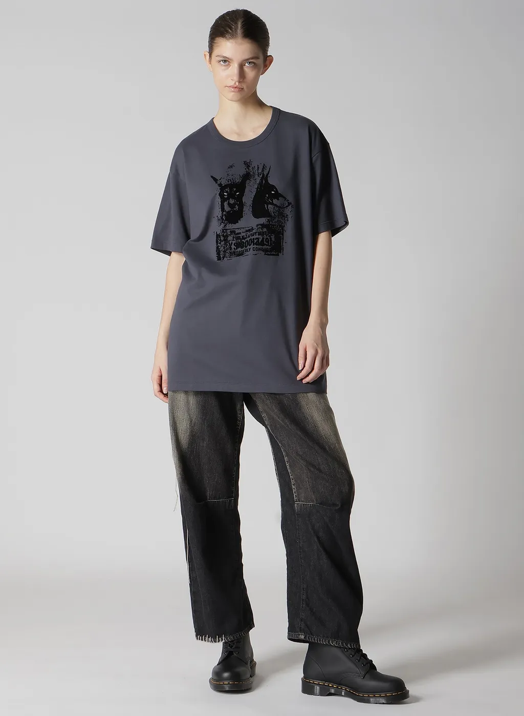 Animal Flocked Print Round Neck Short Sleeve T