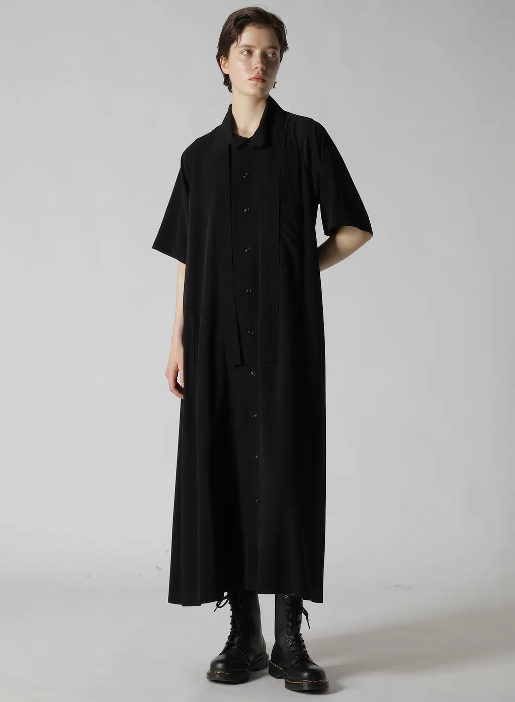 Crepe De Chine Bow Tie Raglan Dress