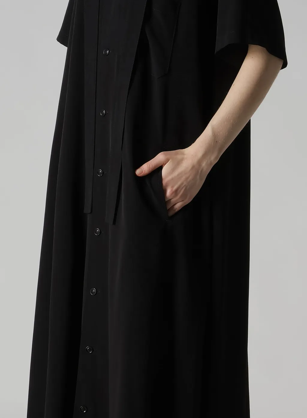 Crepe De Chine Bow Tie Raglan Dress