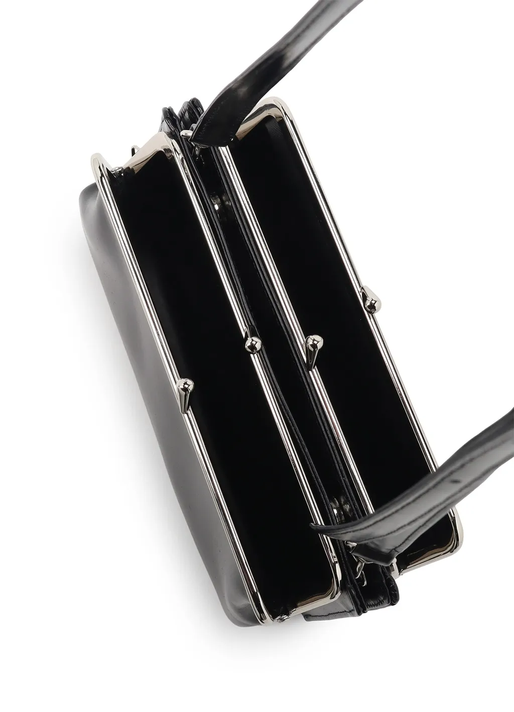 Glossy Smooth Metal Clasp Shoulder Bag