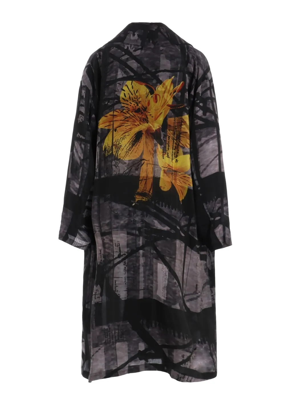 Flower&Cable Print Big Collar Coat