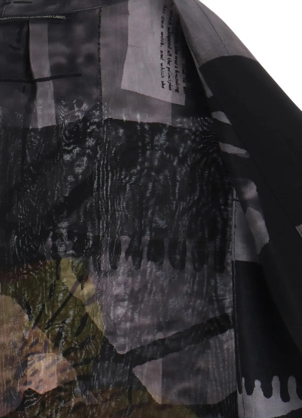 Flower&Cable Print Big Collar Coat