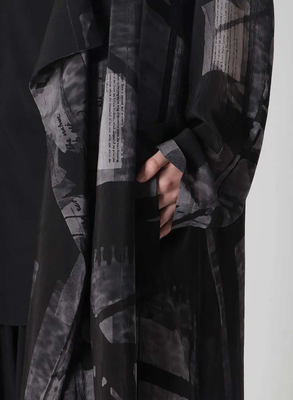 Flower&Cable Print Big Collar Coat