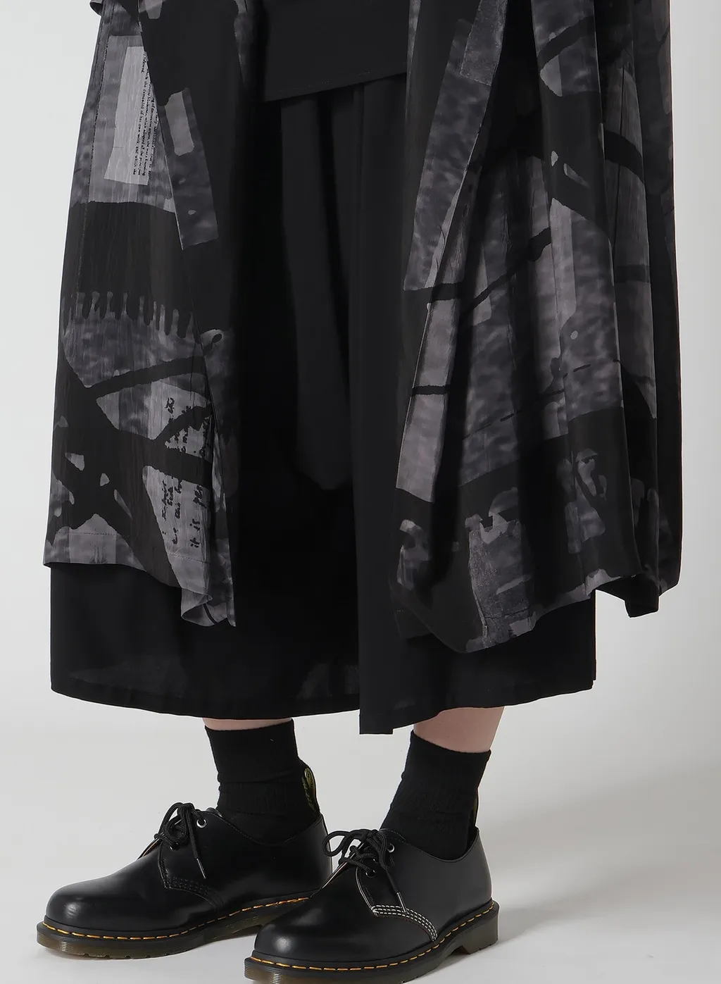 Flower&Cable Print Big Collar Coat