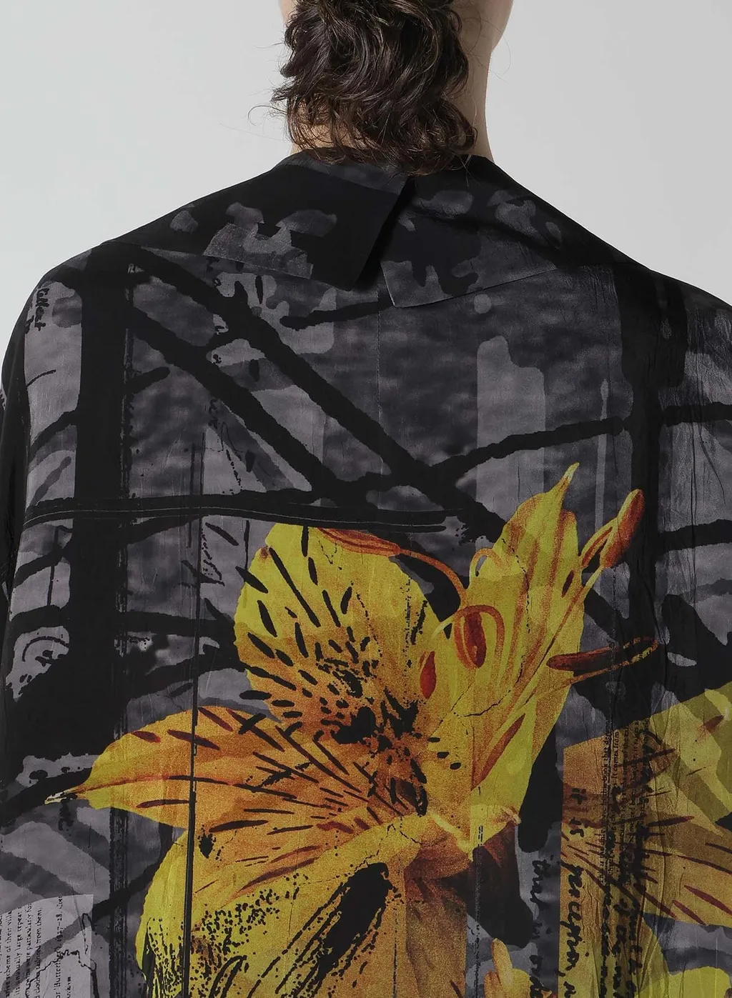 Flower&Cable Print Big Collar Coat