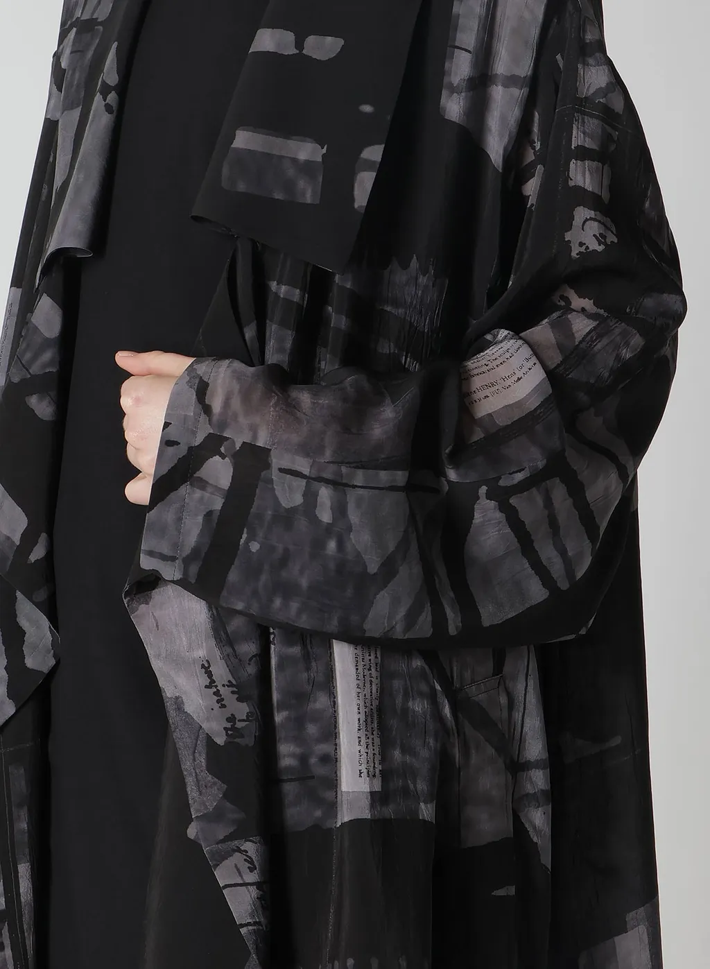 Flower&Cable Print Big Collar Coat