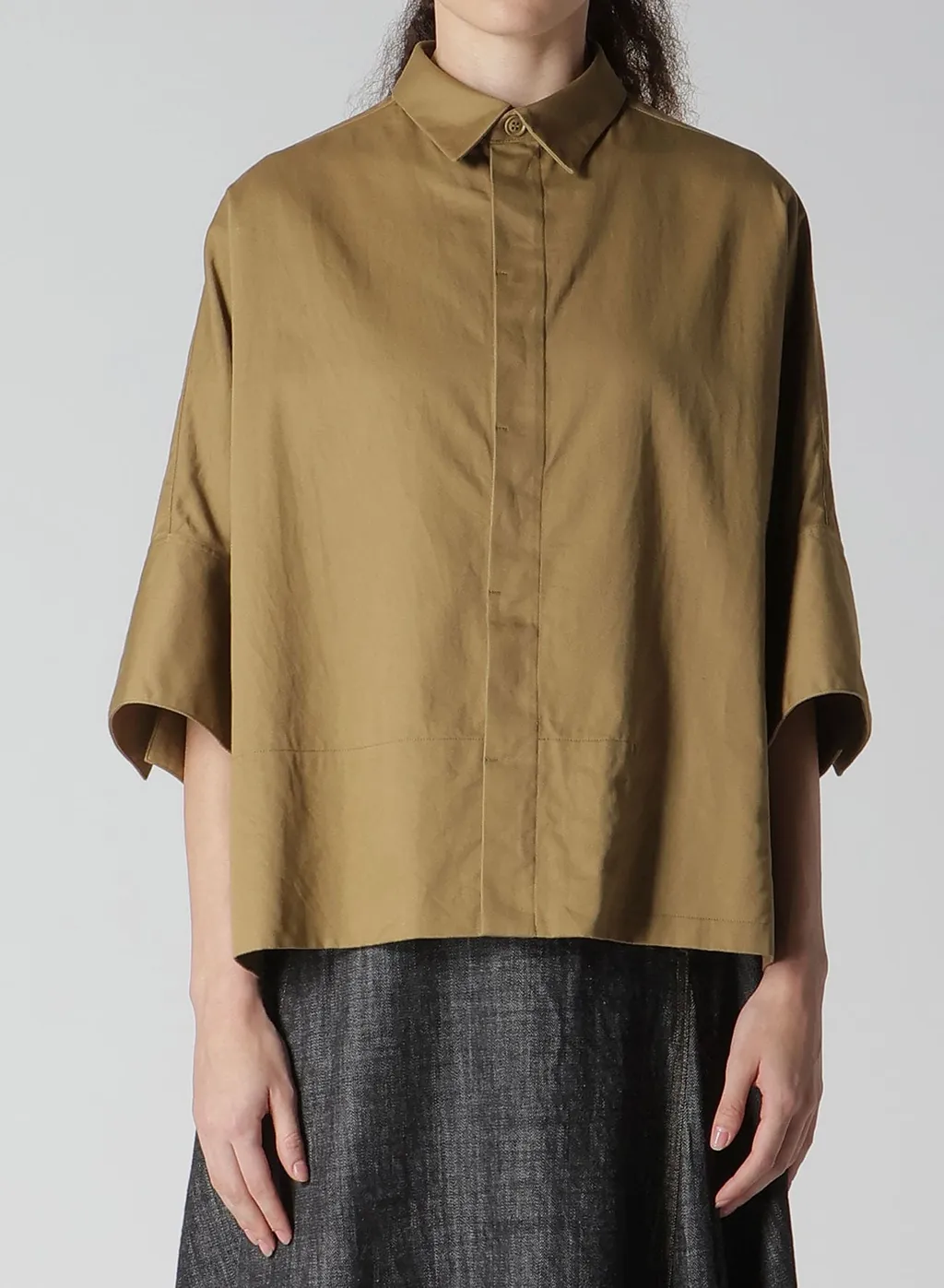 [Y's Born Product] Cotton Twill Wide Cuffs Shirt
