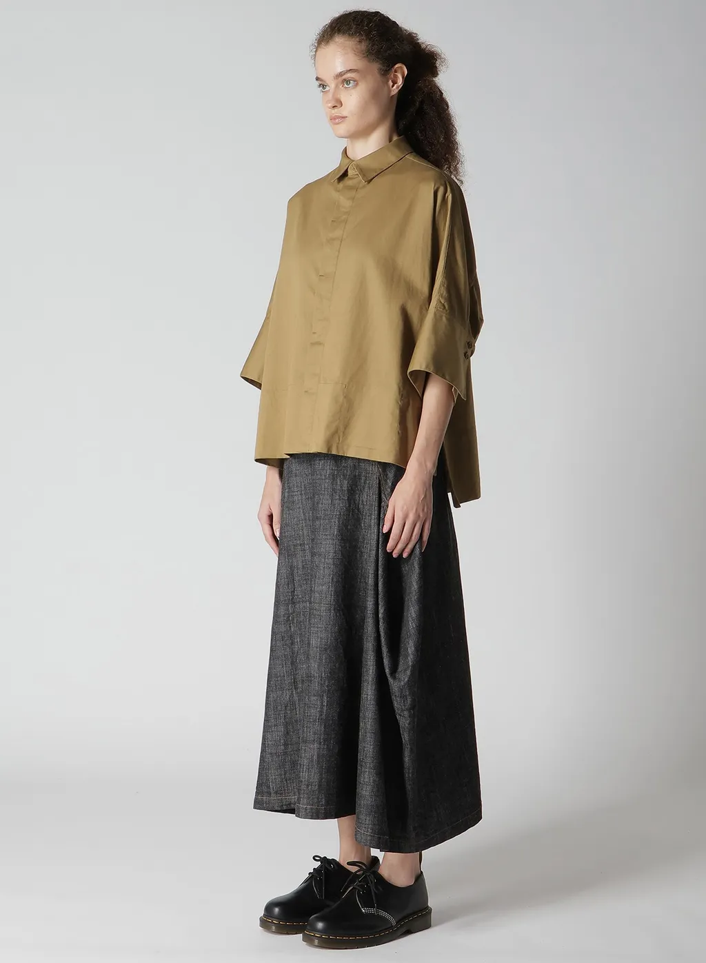 [Y's Born Product] Cotton Twill Wide Cuffs Shirt