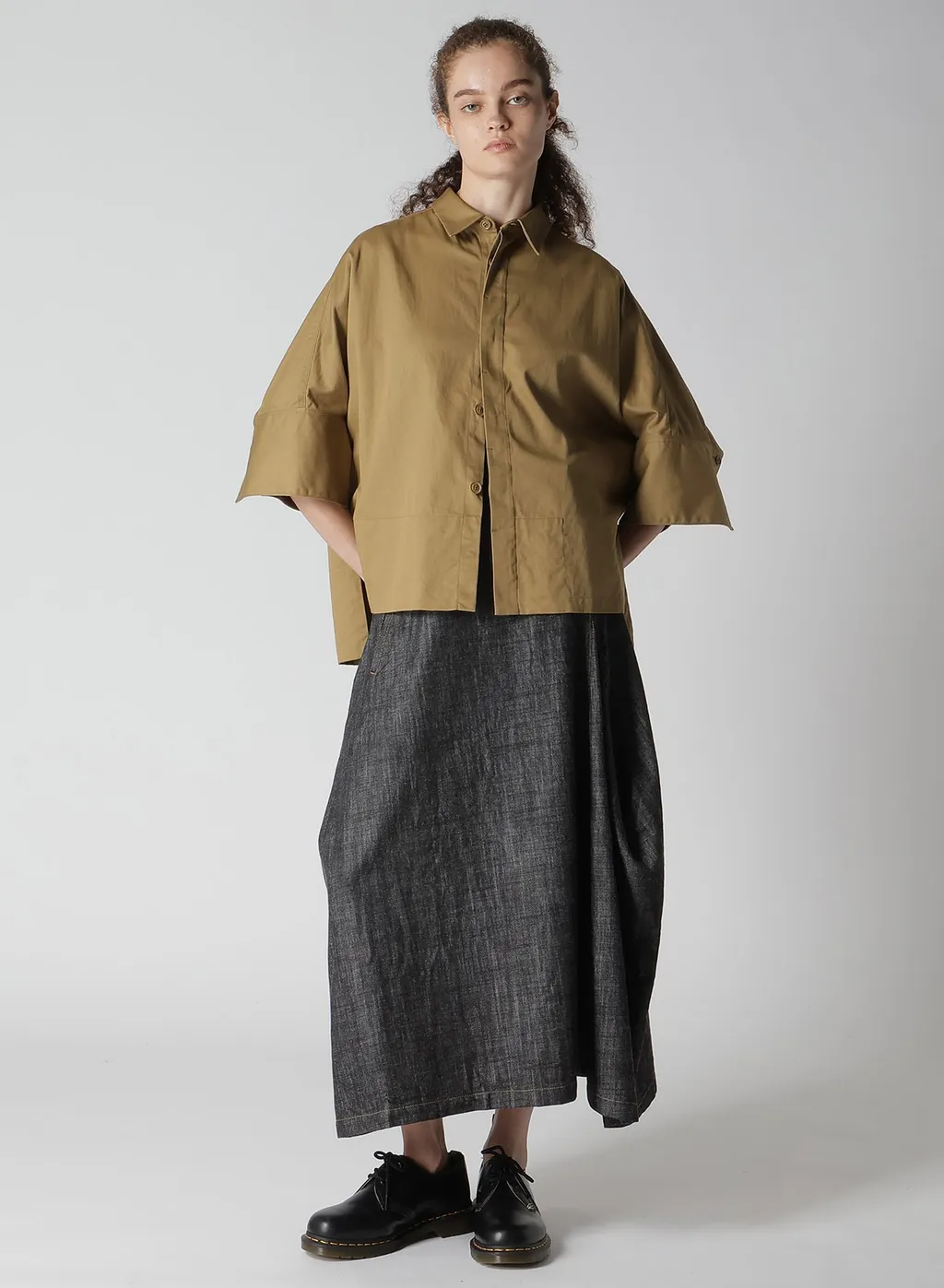 [Y's Born Product] Cotton Twill Wide Cuffs Shirt