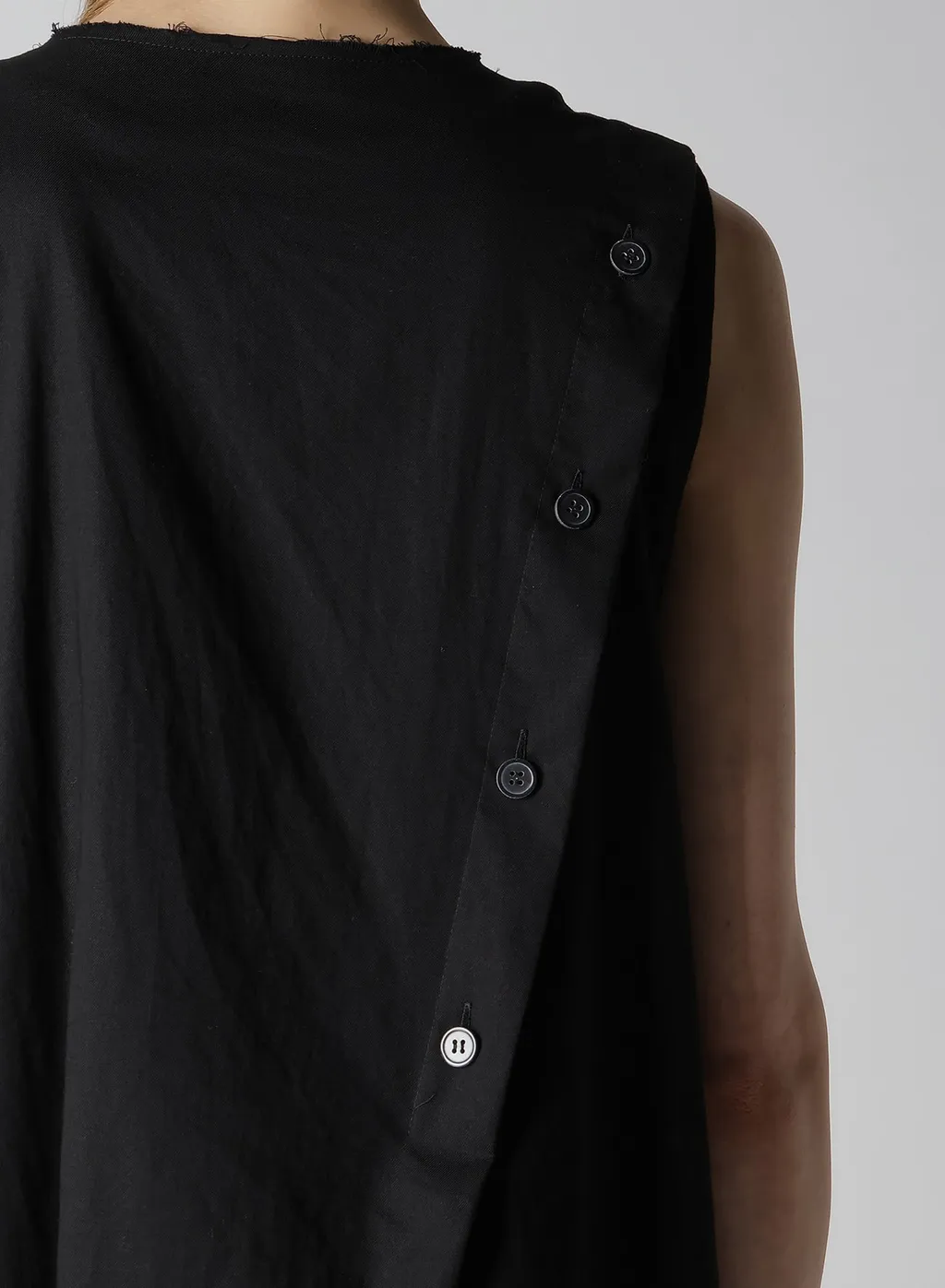 [Y's Born Product] Thin Cotton Twill Asymmeteric Button Dress