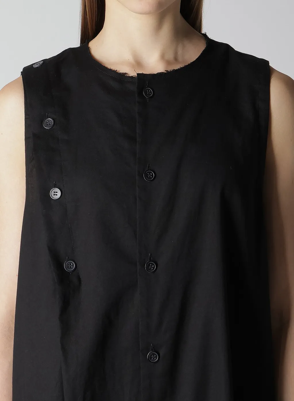 [Y's Born Product] Thin Cotton Twill Asymmeteric Button Dress