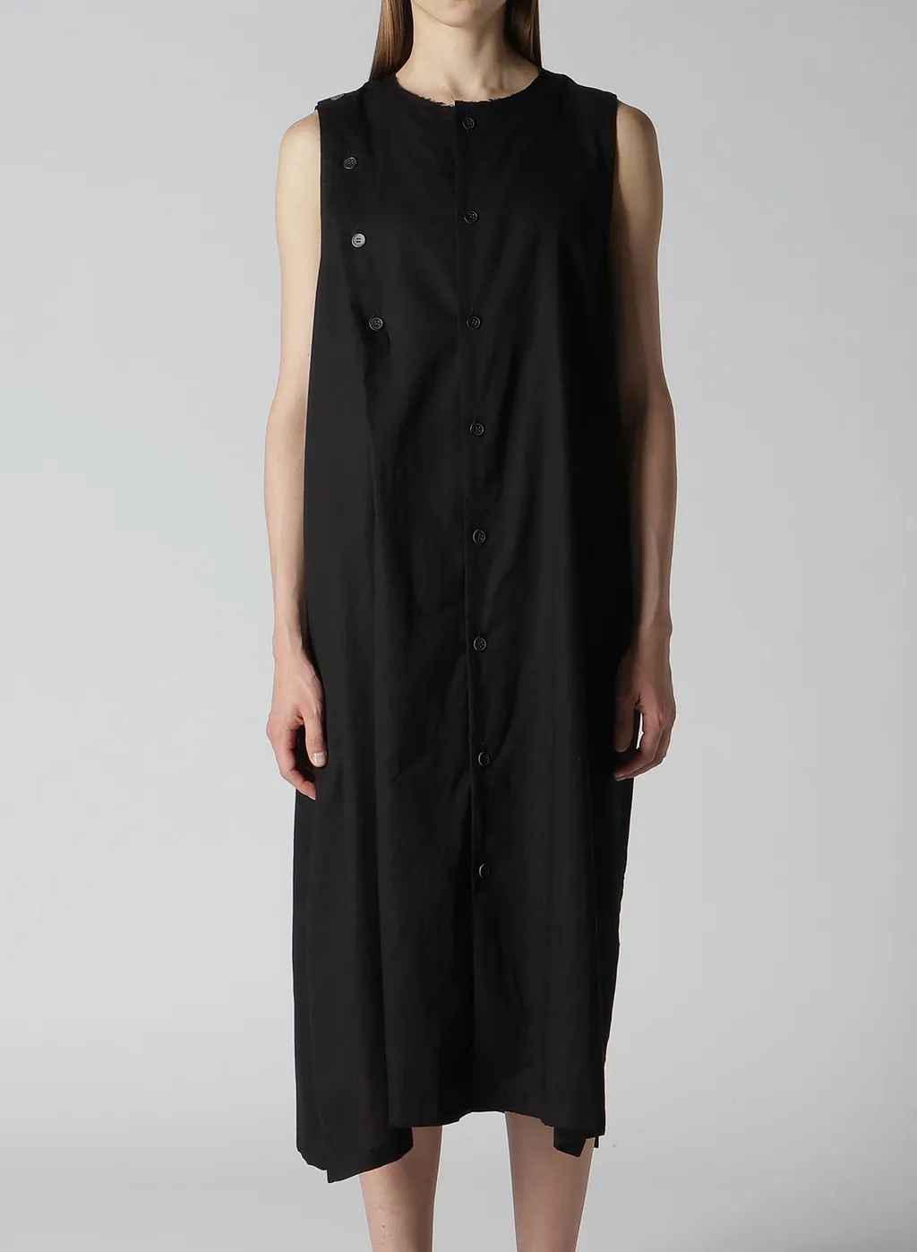 [Y's Born Product] Thin Cotton Twill Asymmeteric Button Dress