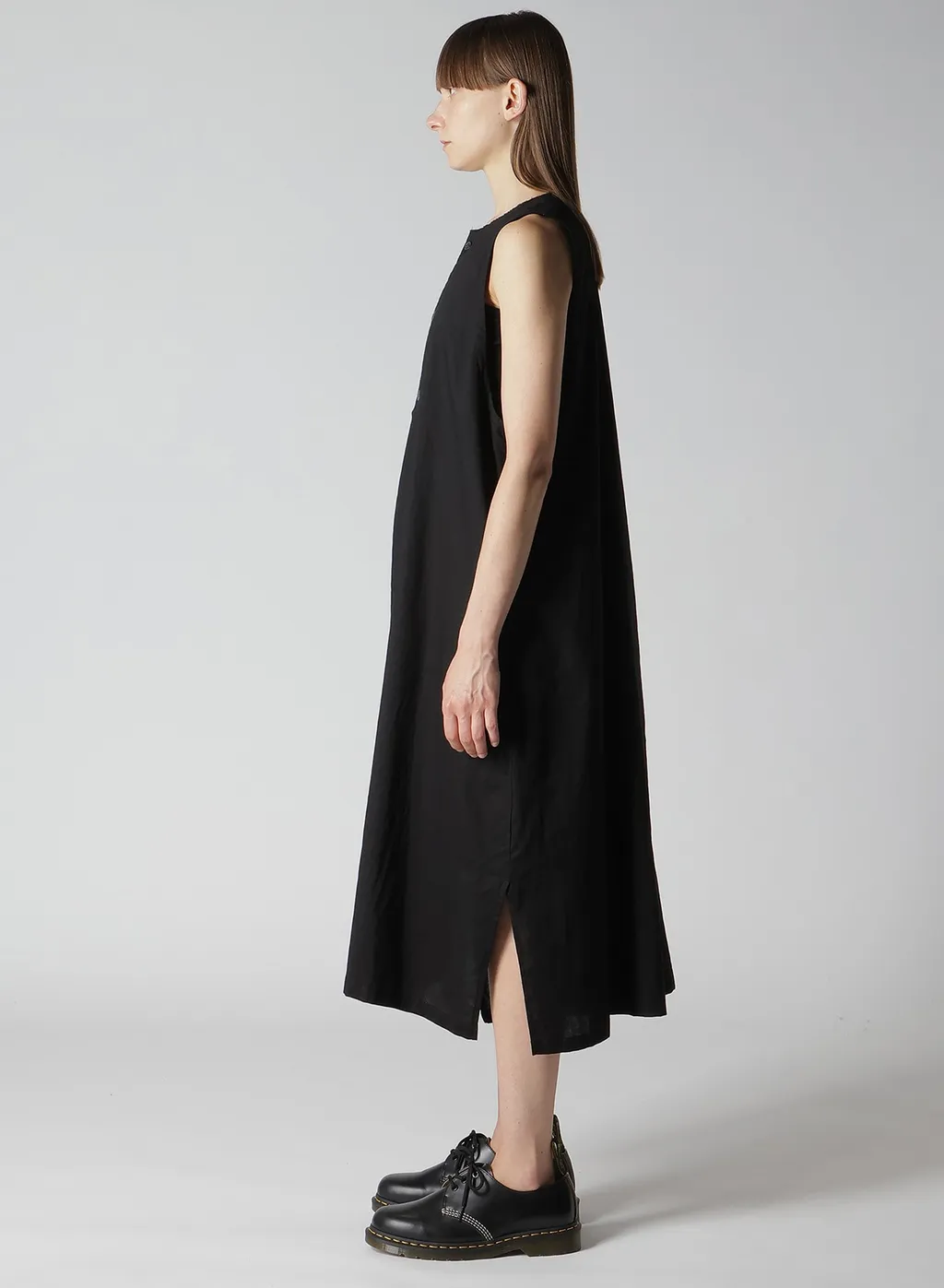 [Y's Born Product] Thin Cotton Twill Asymmeteric Button Dress